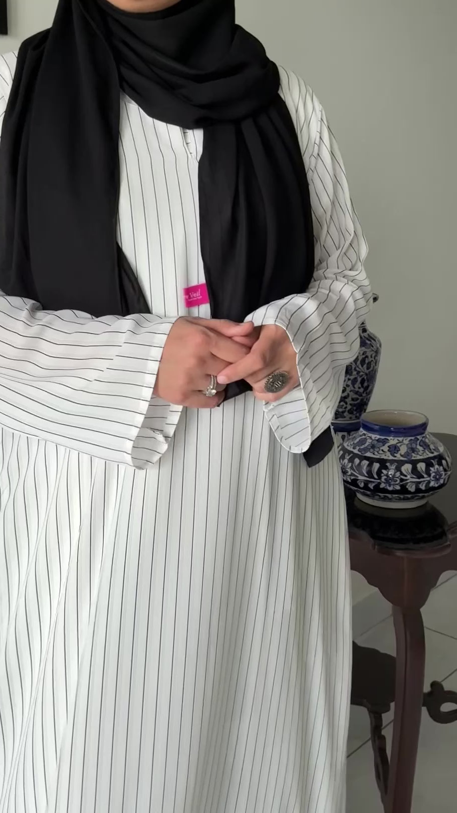 Pinstripe Kaftan Of Premium Fabric